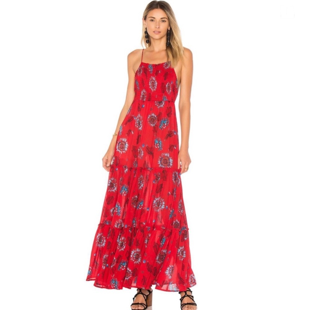 NWT Free People Intimately Garden Party Maxi Dress Red Size Large